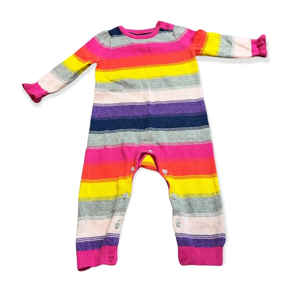 Baby GAP Rainbow Knit Sweater One-Piece Girls 6-9 Months
